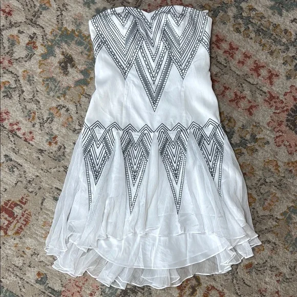 Free People Radiating Angles Strapless Dress - White and Black - Picture 3 of 14